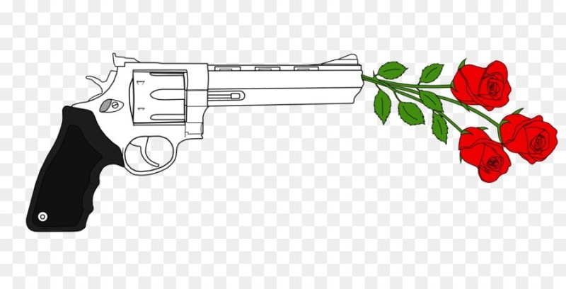 Create meme: drawing of a gun, gun and rose stickers, A gun and flowers