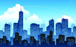 Create meme: city skyline on blue background, city drawing, city vector