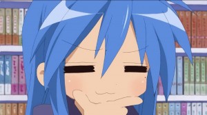 Create meme: lucky star characters, konata Chan, konata Izumi is crying