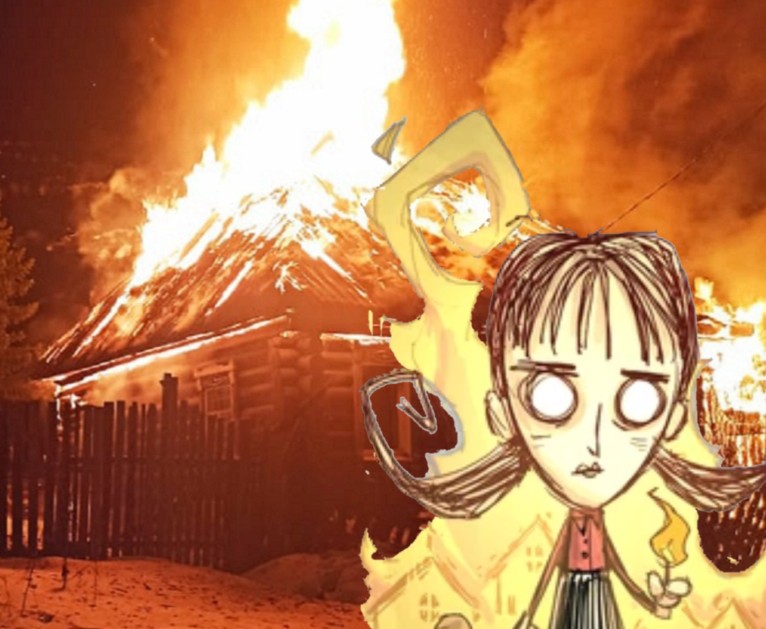 Create meme: a fire in a private house, burning house , fire in Ulyanovsk