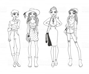 Создать мем: fashion sketch, подростковая мода зарисовки, стили одежды раскраска