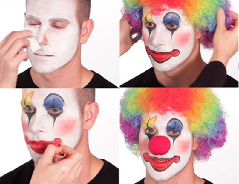 Создать мем: парень красится в клоуна, грим грустного клоуна, грим для стрима клоун