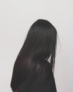 Create meme: long black hair, black hair, the girl with long hair from behind