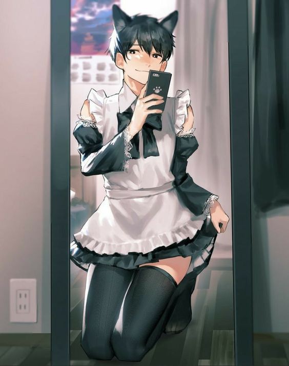 Create meme: anime femboy maid, anime maid girl, anime neko maid