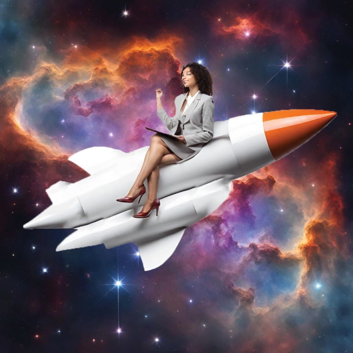 Создать мем: девушка на ракете, девушка, ракета