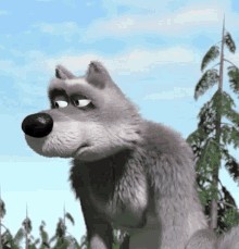 Create meme: the wolf twists a finger at a temple, cartoon masha and the bear with wolves, wolf Masha and the bear
