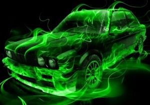 Создать мем: авто в зеленом дыму, машины крутые, неоновая машина
