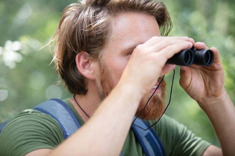 Create meme: a man looks through binoculars, binoculars , looking through binoculars