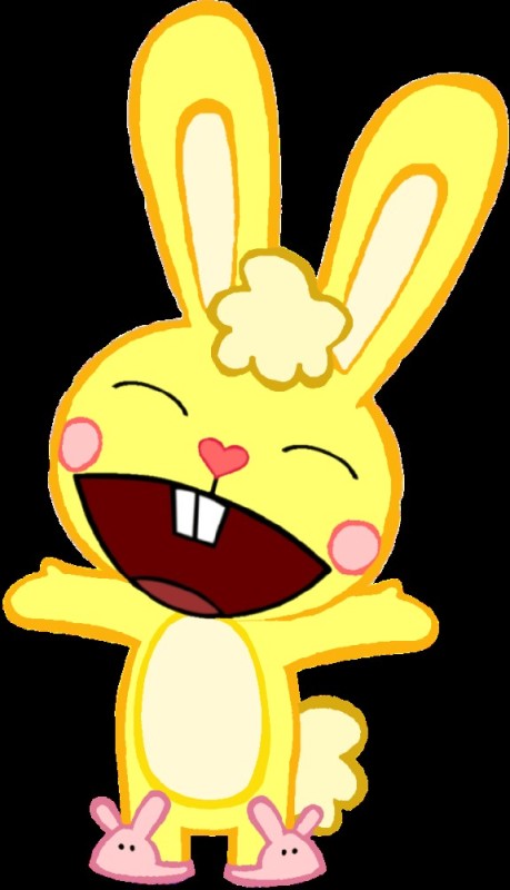 Create meme: yellow rabbit, tree friends, happy three friends