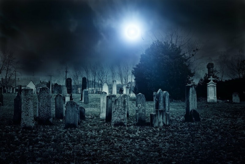 Create meme: the cemetery is scary, night at the cemetery, the most terrible cemetery