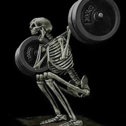 Создать мем: squat, my body is a machine that turns, тяжелая атлетика скелет