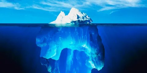 Create meme: iceberg in the water, iceberg under water, iceberg underwater part