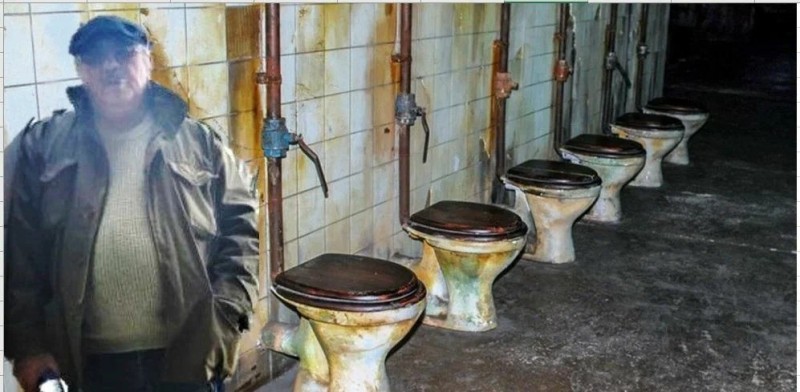 Create meme: public toilet, soviet toilets, school toilet in russia