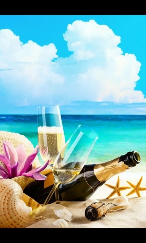 Создать мем: с днем рождения море шампанское, красивые открытки с днём рождения мужу, море пляж песок