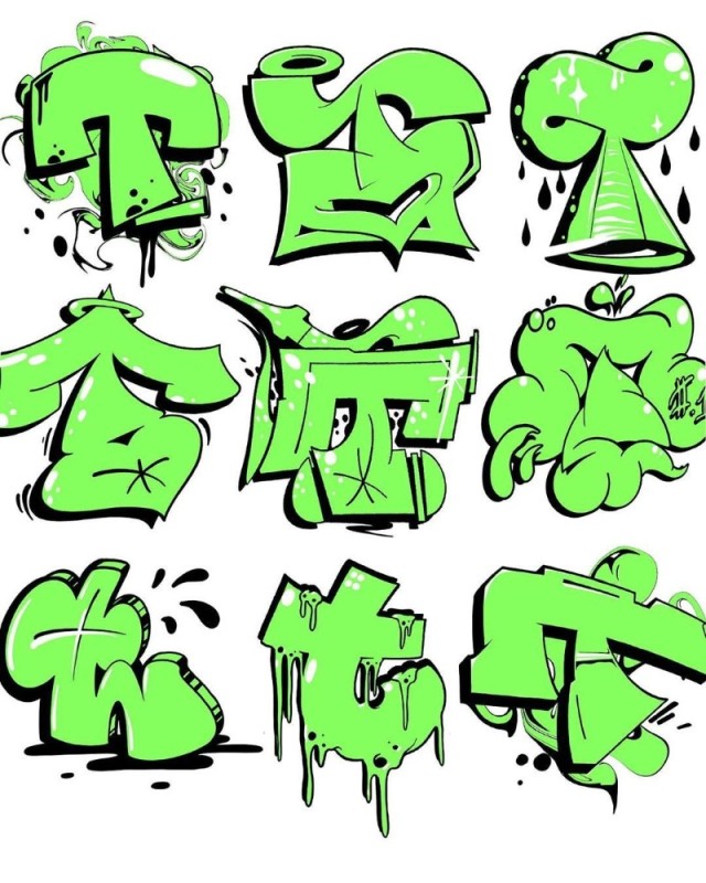 Создать мем: шрифты для граффити, шрифт в стиле граффити, алфавит для граффити