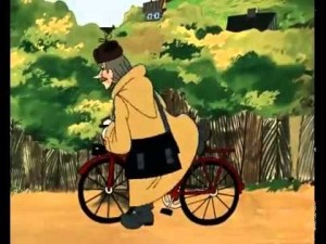 Create meme: buttermilk postman Pechkin, the postman Pechkin, buttermilk Pechkin postman bike