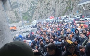 Create meme: humanitarian disaster, upper lars, queue at the border with Georgia