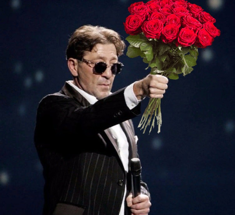 Create meme: Grigory Leps with flowers, Grigory Leps 