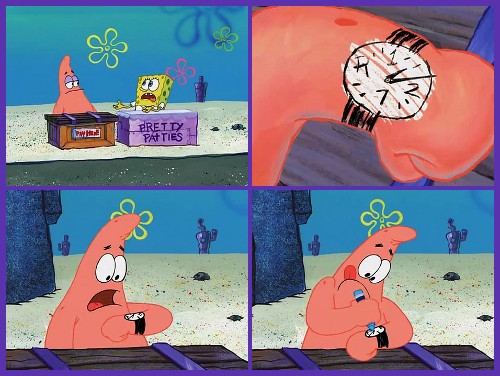 Create meme: Patrick's watch spongebob, Patrick from spongebob, spongebob Patrick