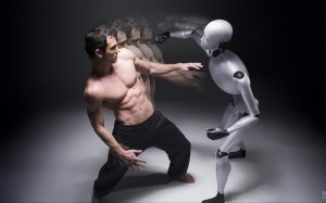 Create meme: robot artificial intelligence, robot vs man, robot man