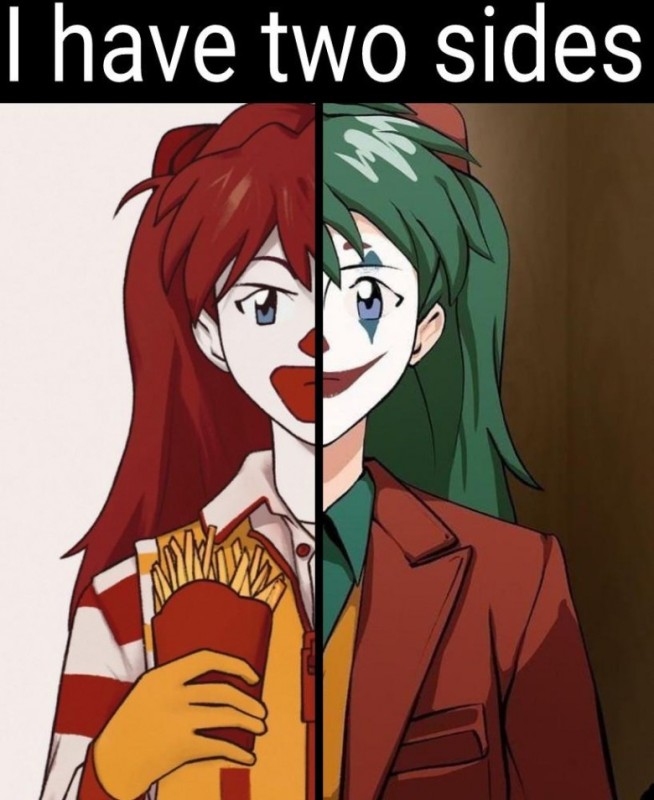 Create meme: anime, Evangelion the Joker, Asuka the clown