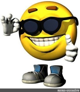 Create meme: the smiley face is cool, cool smileys, smiley with glasses meme