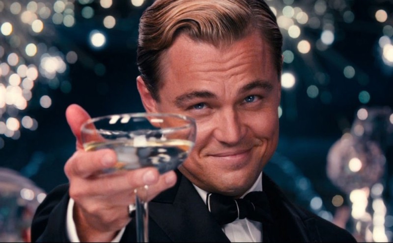 Create meme: Leonardo DiCaprio with a glass of, leonardo dicaprio, the great Gatsby Leonardo DiCaprio with a glass of
