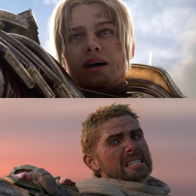 Create meme: for the horde for the alliance, anduin rinn brad Pitt, for the alliance meme