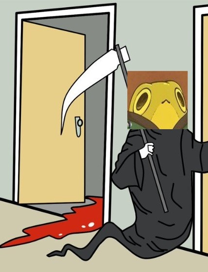 Create meme: simpdungeon, the grim Reaper meme, a meme with death and doors