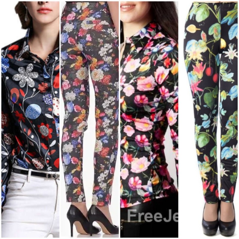 Create meme: pants with floral print, leggings for women, fashion 