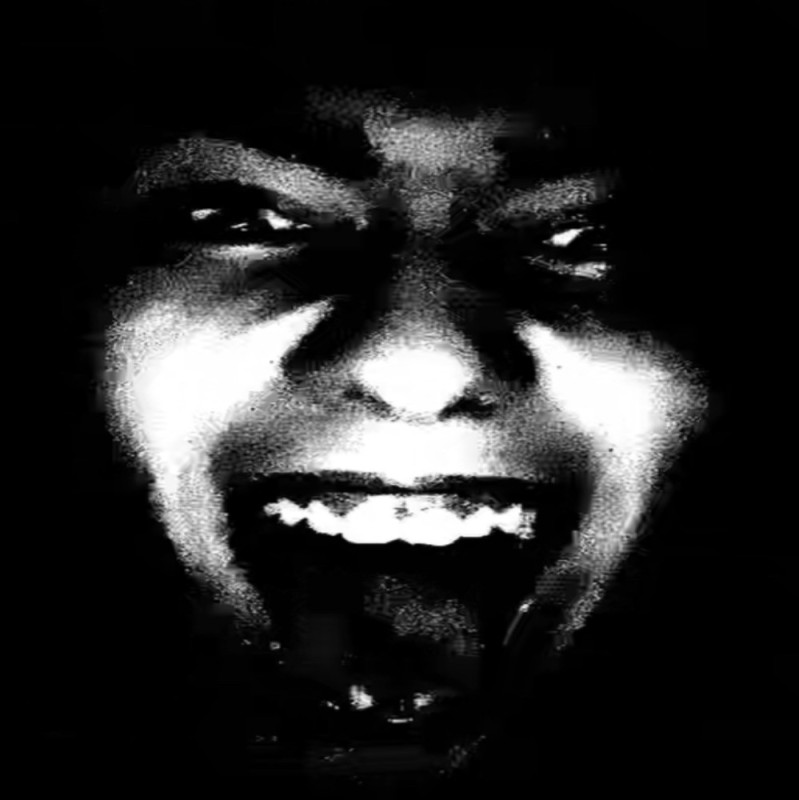 Create meme: horror , face , ebony smiles in the dark