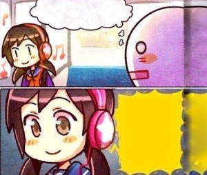 Создать мем: аниме, шаблон мема какая милая девушка интересно что она слушает, какая милая девушка интересно что за музыку она слушает шаблон