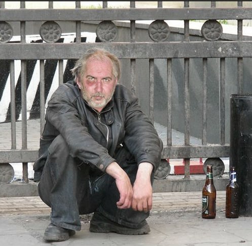 Create meme: homeless man with beer, drunk , homeless jokes
