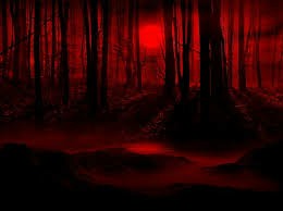 Создать мем: лес страшный, фон мрачный лес, красный лес