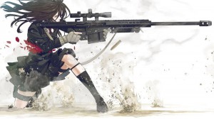 Создать мем: аниме снайпер обои, аниме девушки с оружием, аниме со снайперской