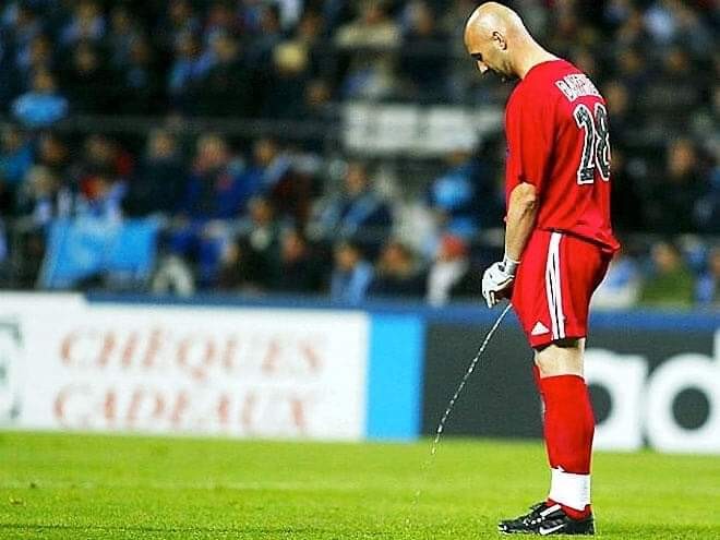 Create meme: football players relieve themselves on the field, fabien barthez World Cup 2006, roy keane fifa 22