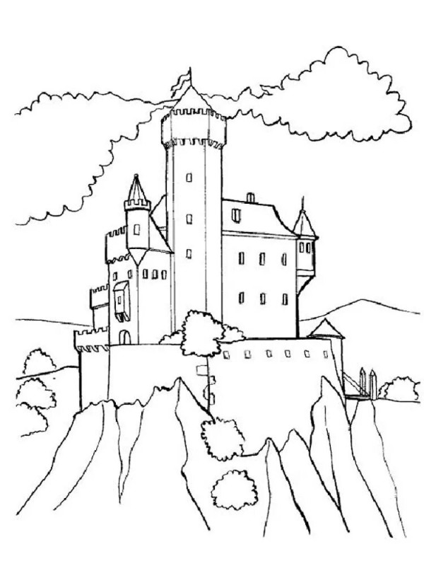 Create meme: castle coloring book, Medieval castle Romanesque style coloring book, Dracula's Castle coloring book