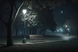 Создать мем: осень ночью, фонарь ночью, скамейка парк