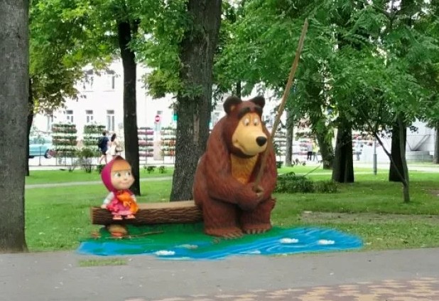 Create meme: Masha and the Bear Park in Russia, Masha and the bear , Kurganinsk Park