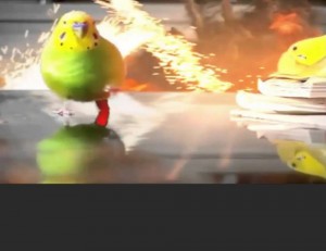 Create meme: parrot runs from explosion, parrot on the background of the explosion, parrot runs away from the explosion