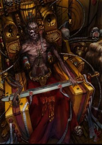Create meme: the Emperor of mankind smokes, Golden throne of the Emperor Warhammer, Warhammer the Emperor on the throne