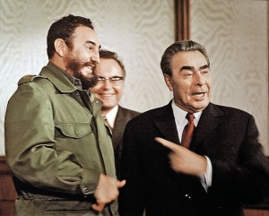 Create meme: photo Brezhnev Castro, Fidel Castro photo, Chernenko and Fidel Castro