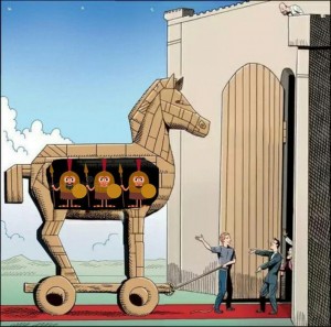 Create meme: Trojan horse pictures, Trojan horse Oriflame meme, cartoon Trojan horse