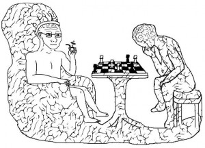 Создать мем: chess game, big brain, слон из мозга мем