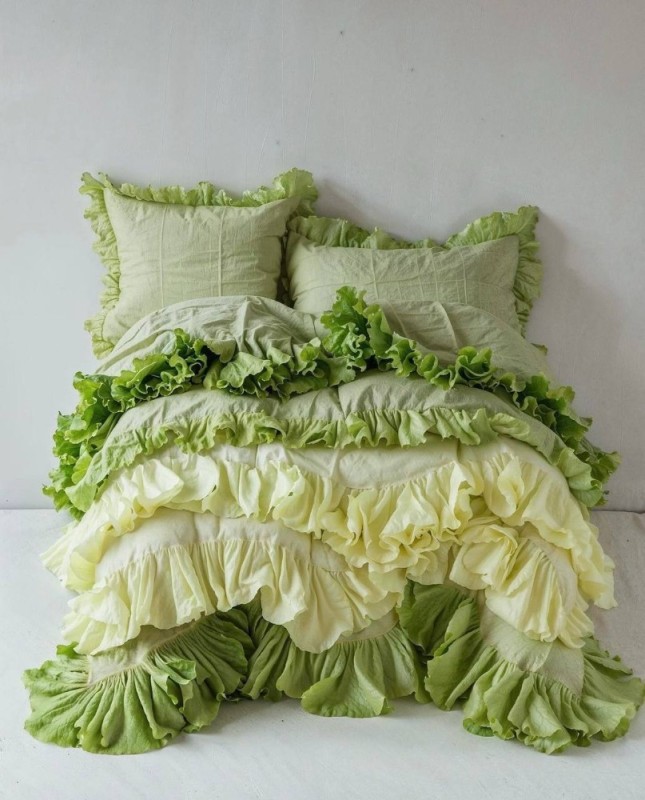 Create meme: bed linen with ruffles and lace, bed linen with ruffles, textile