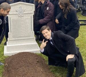 Create meme: death notebook, blocking YouTube 2021, grant gastin near the grave of Oliver