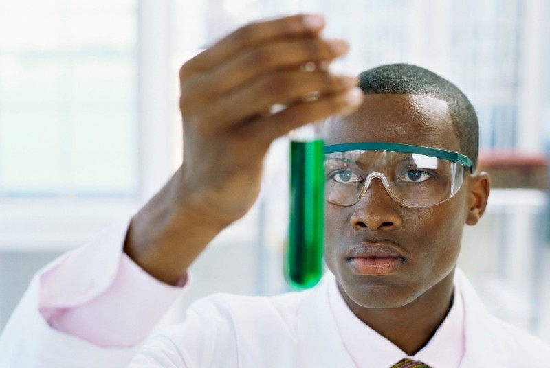 Create meme: scientist with a test tube, finally a meme scientist, a negro scientist with a test tube