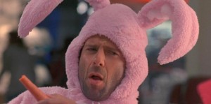 Create meme: Bruce Willis, Bruce Willis in a Bunny suit