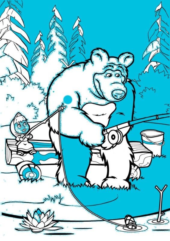 Create meme: masha and the bear pencil drawing, masha and the bear coloring book for kids, coloring pages for girls masha and the bear