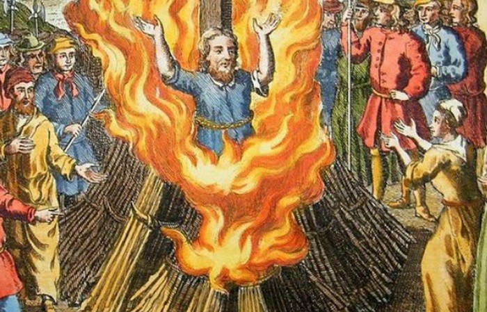 Создать мем: сожжение джордано бруно, сожженная на костре, святая инквизиция